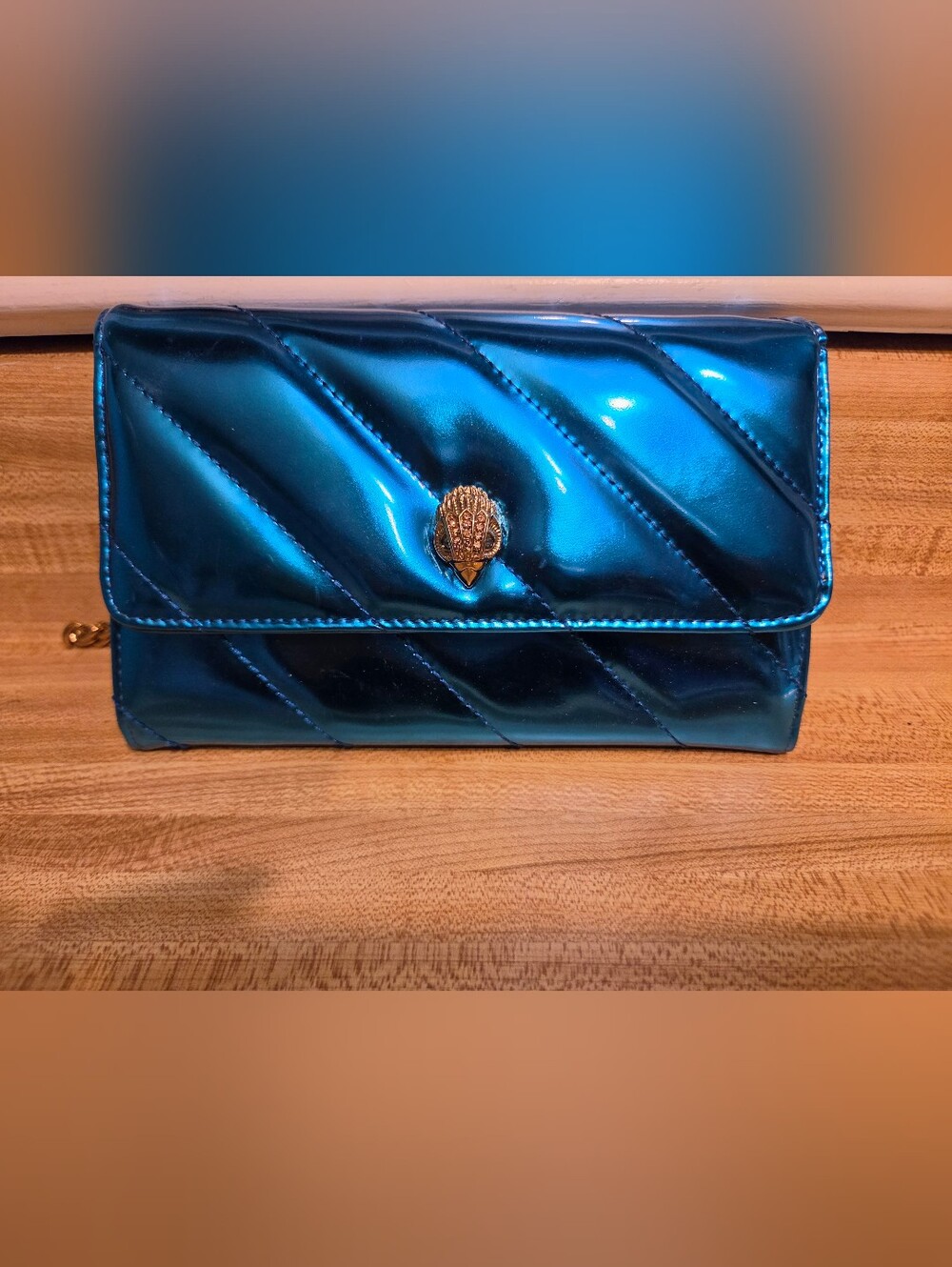 Kurt Geiger NWT Metallic Blue WOC/Clutch/Crossbody STUNNING